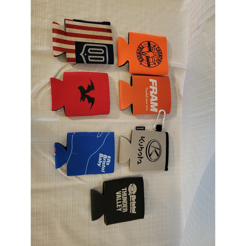 Lot of 7 Can Koozies Bristol Motor Speedway Kubota Fram NRA Country Thunder